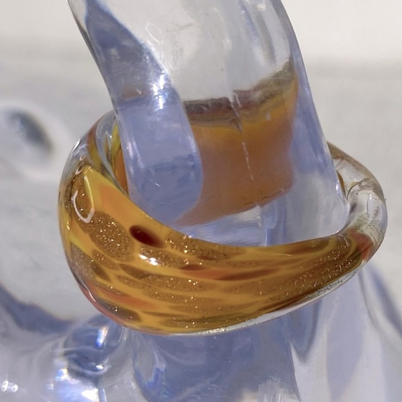 Vintage Art Glass Handmade Yellow Gold Orange Band Ring - Picture 3 of 12